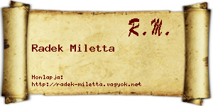 Radek Miletta névjegykártya